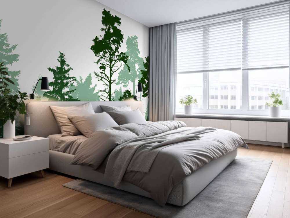 Foresta verde di conifere