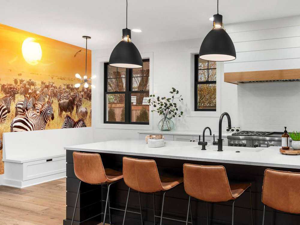 Savana sole con zebre