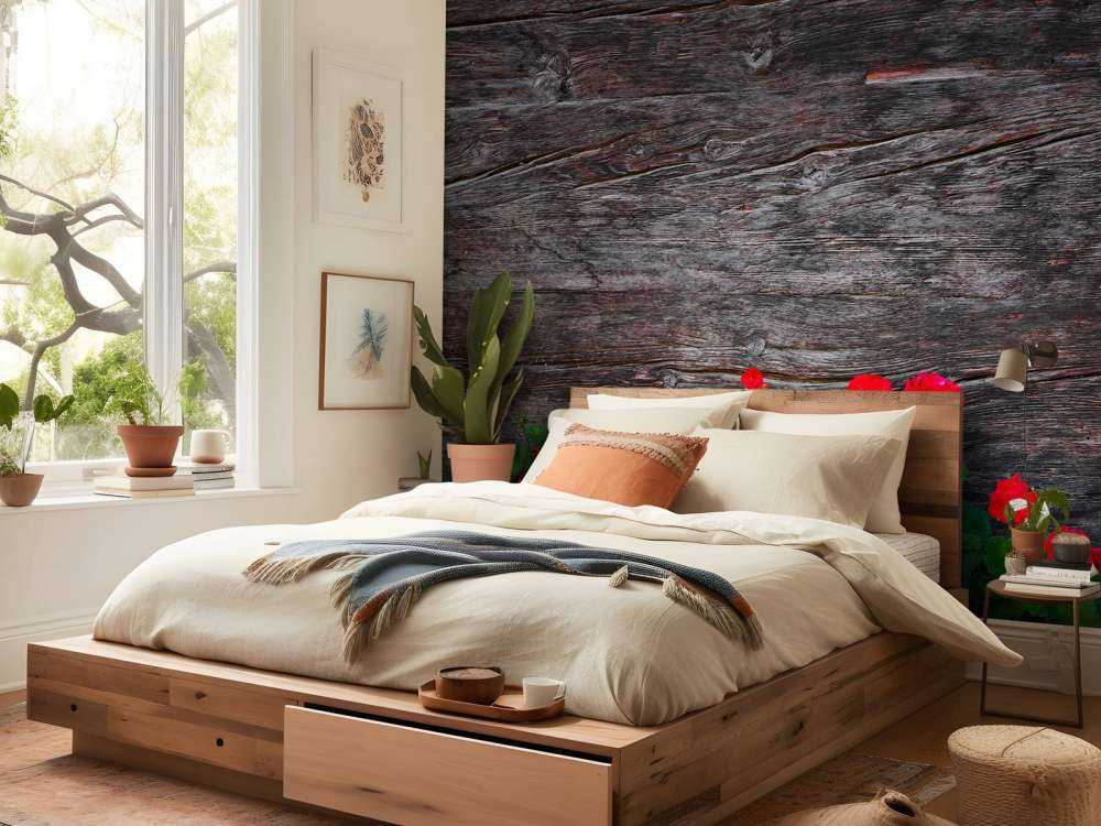 Legno invecchiato con fiori