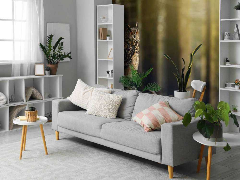 Gufo in foresta innevata