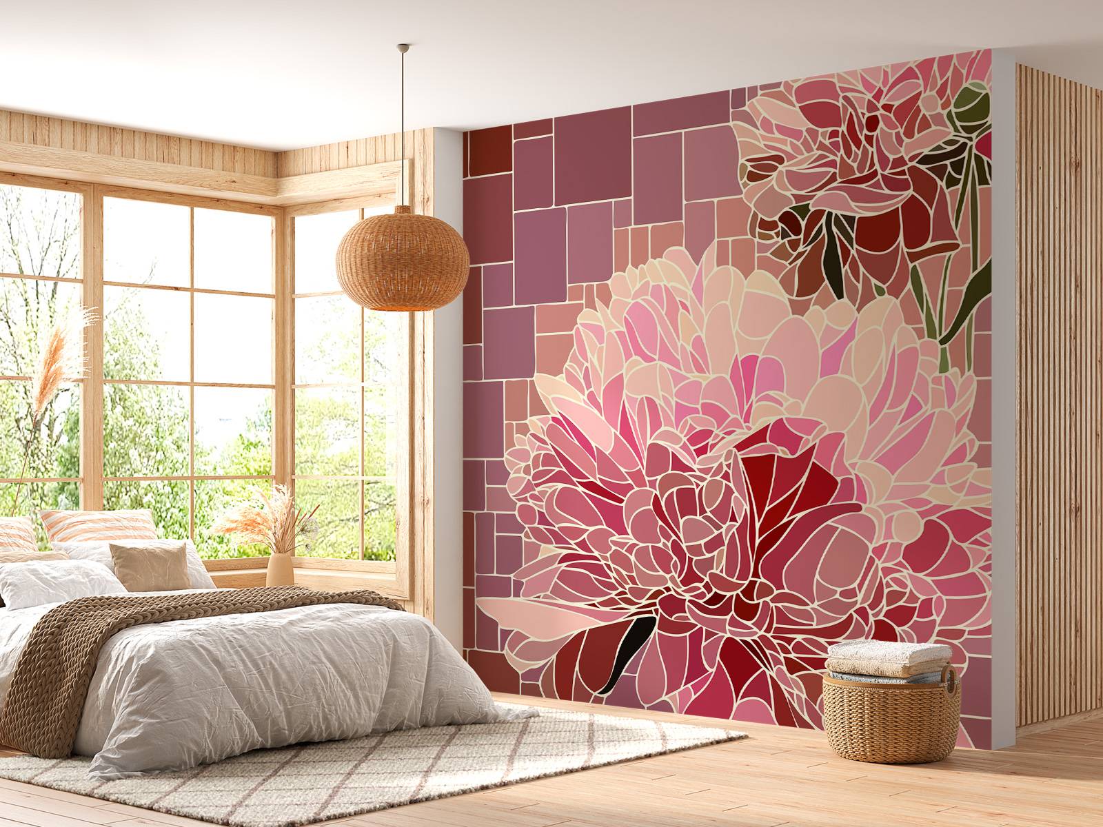 Mosaico di fiori rosa, image size:1600x1200