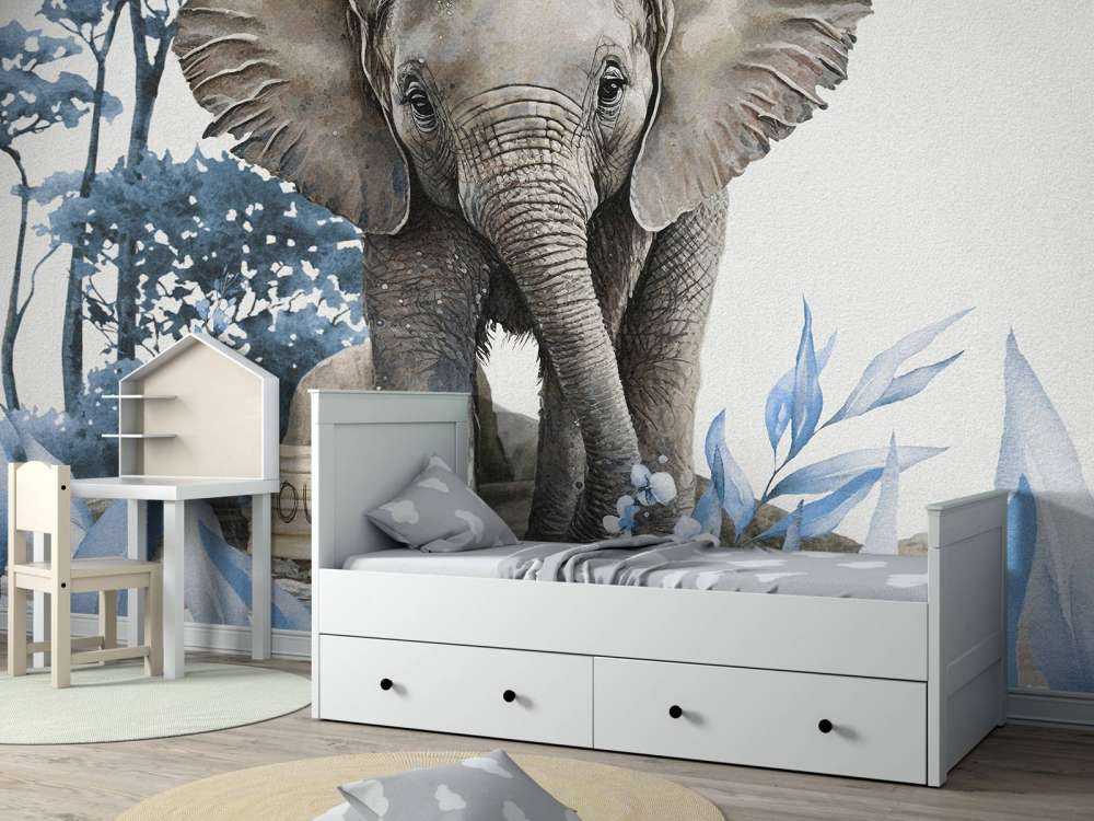 Elefante nella giungla blu