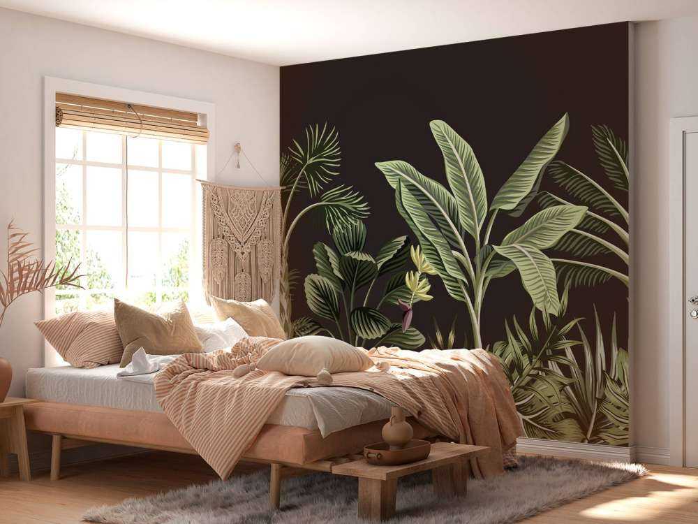 Palma tropicale su sfondo scuro