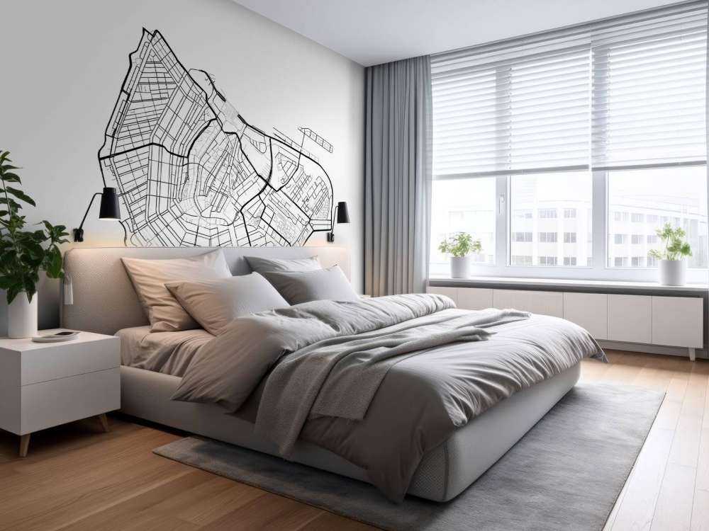 Mappa del centro di Amsterdam, bianco