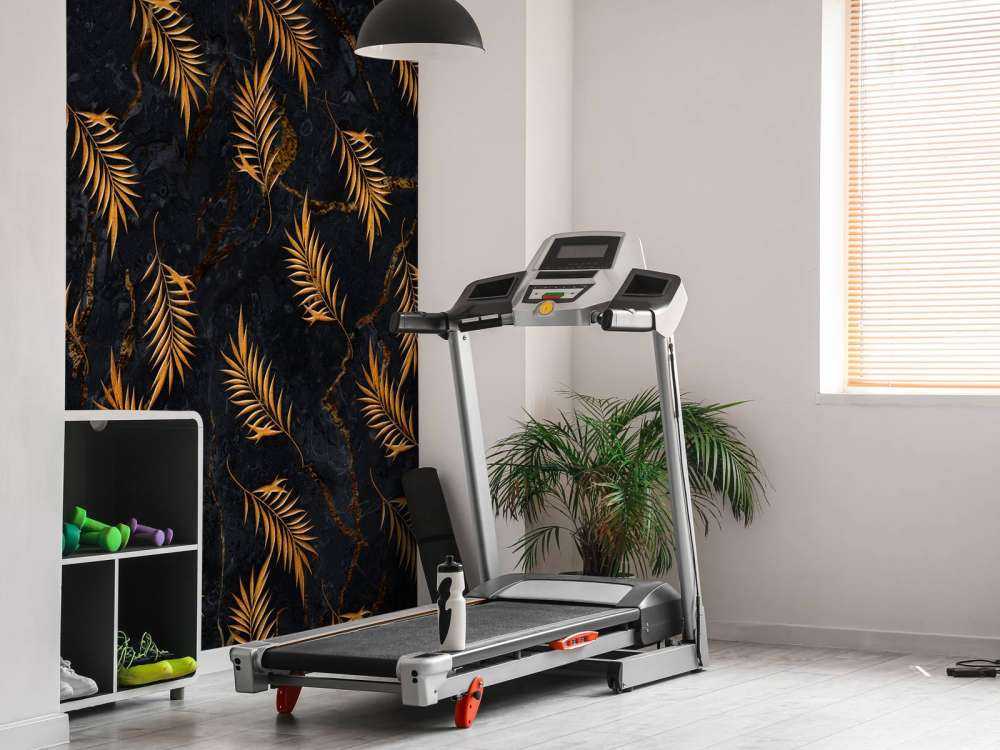 Foglie tropicali su marmo