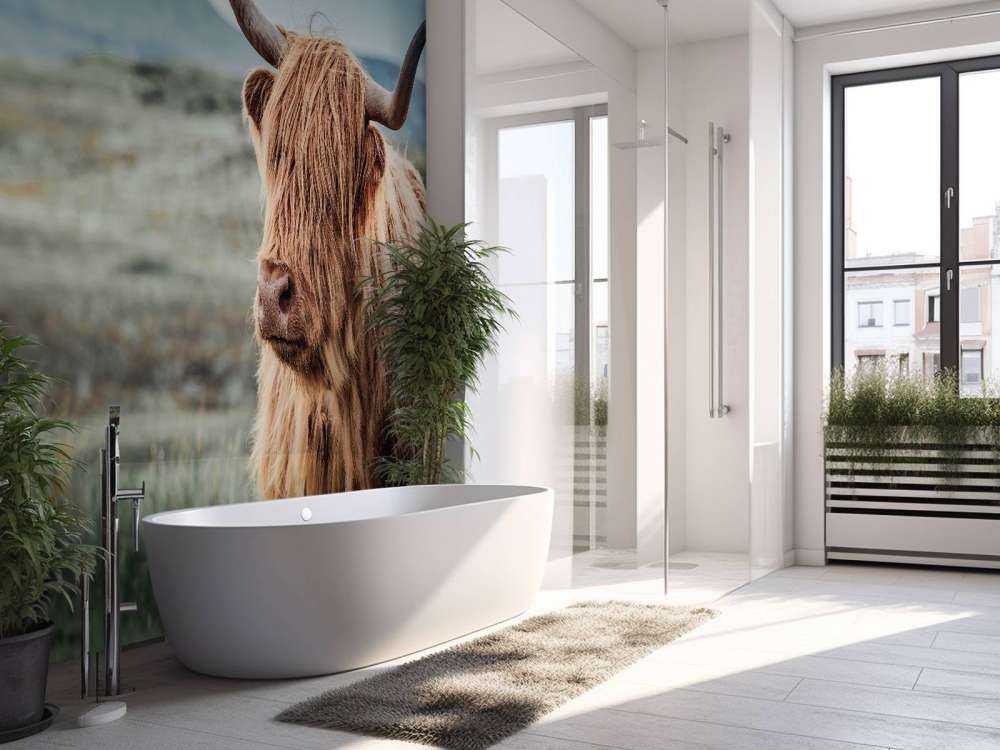 Highlander scozzese sulle colline