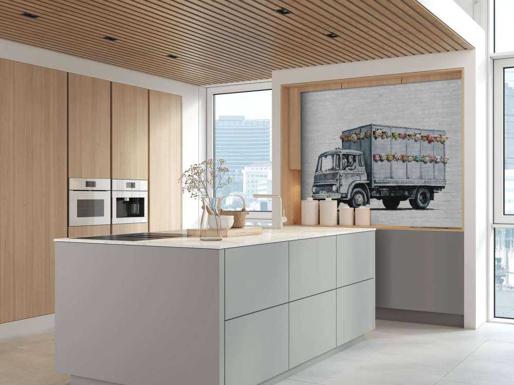 Banksy - Meat truck, white bricks