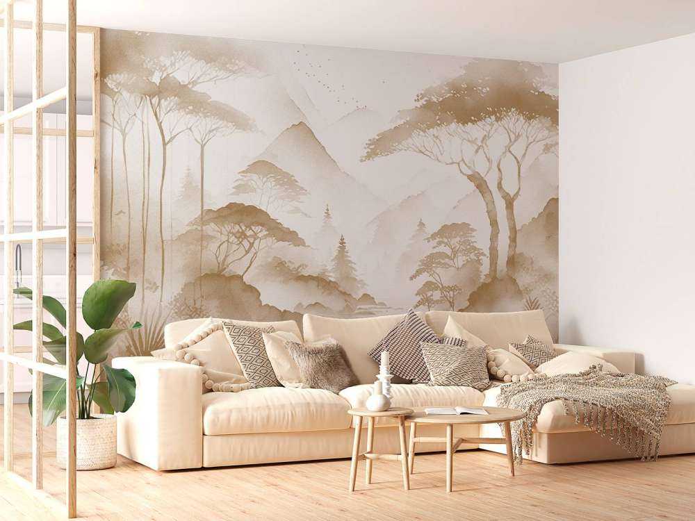 Lago di Montagna in Inchiostro Nebbioso, taupe