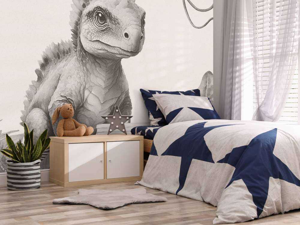 Baby ankylosaurus nella giungla beige