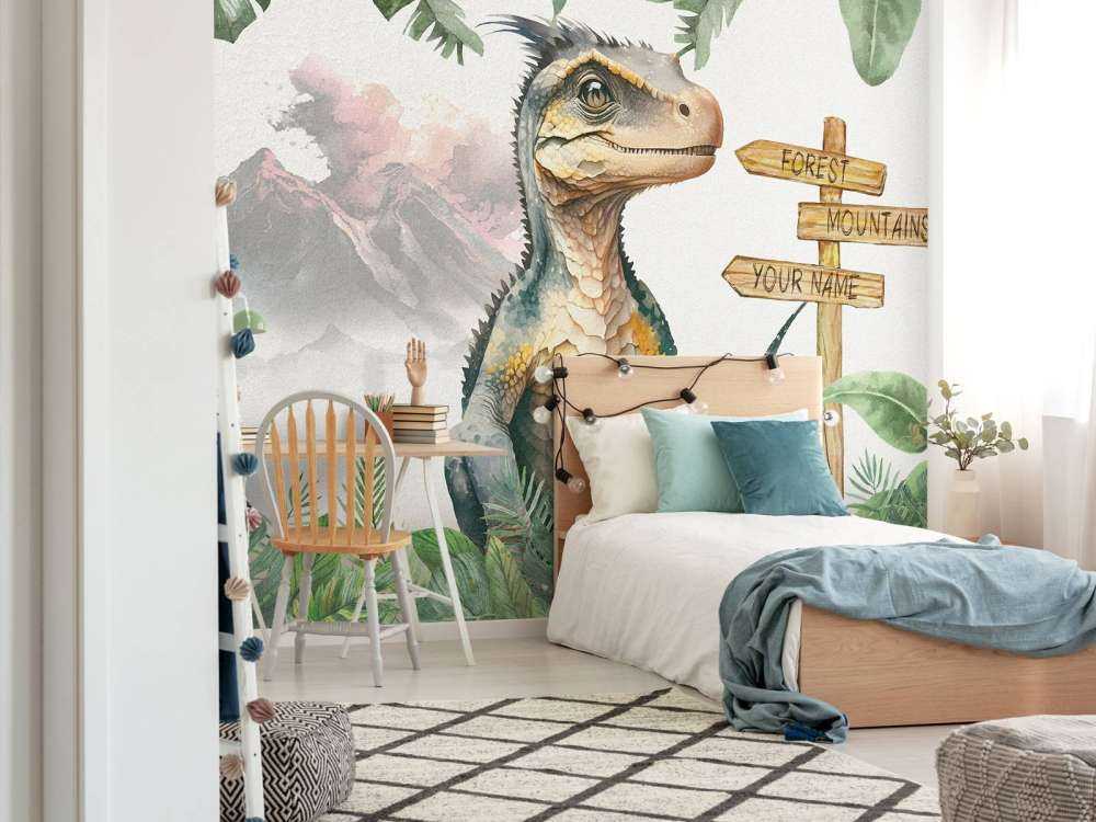 Baby velociraptor nella giungla