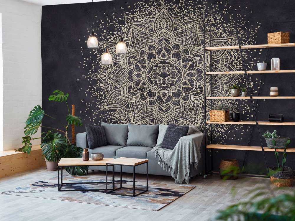 Mandala scintillante dorato - blu scuro