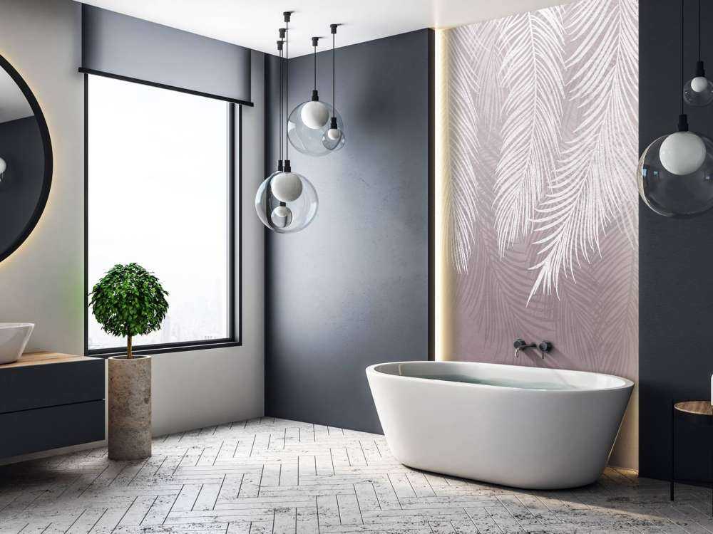 Hojas de palmera sobre hormigón