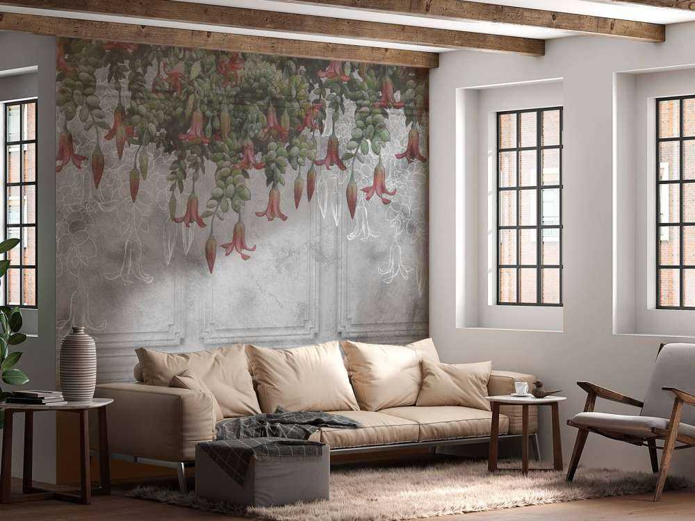 Panelado clásico gris con flores