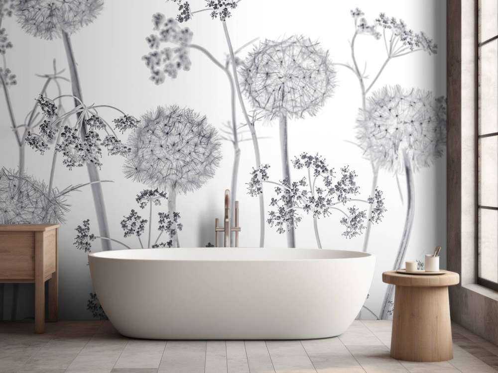 Fiori di prato in bianco e nero