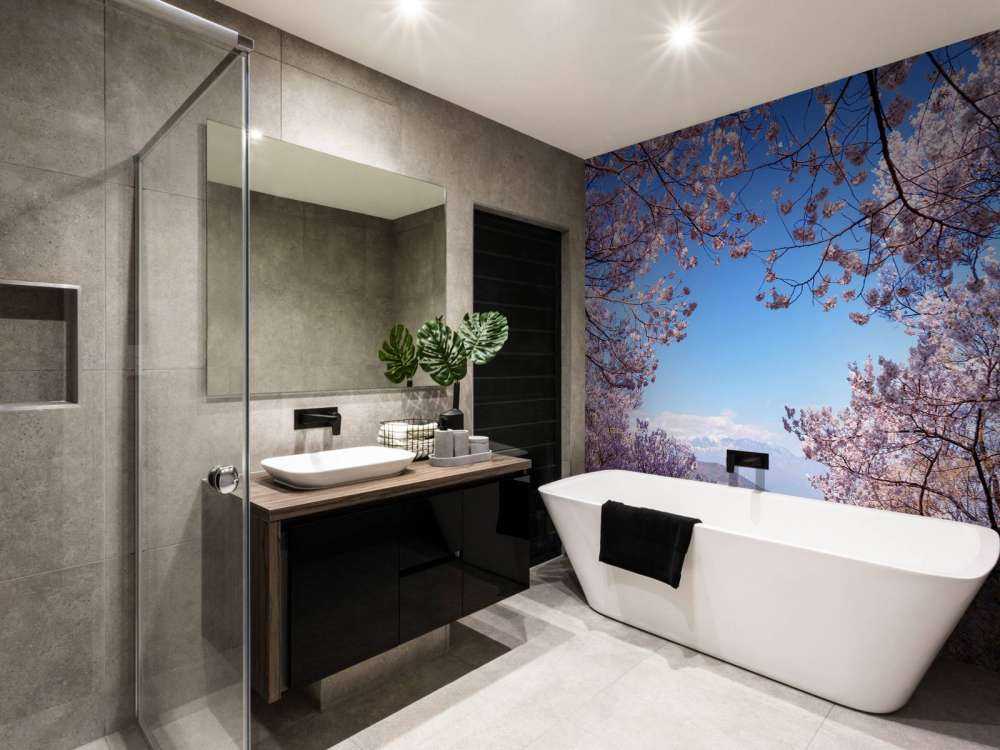 Fiori rosa con montagne