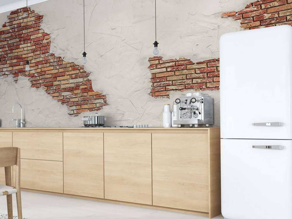 Muro di mattoni con stucco