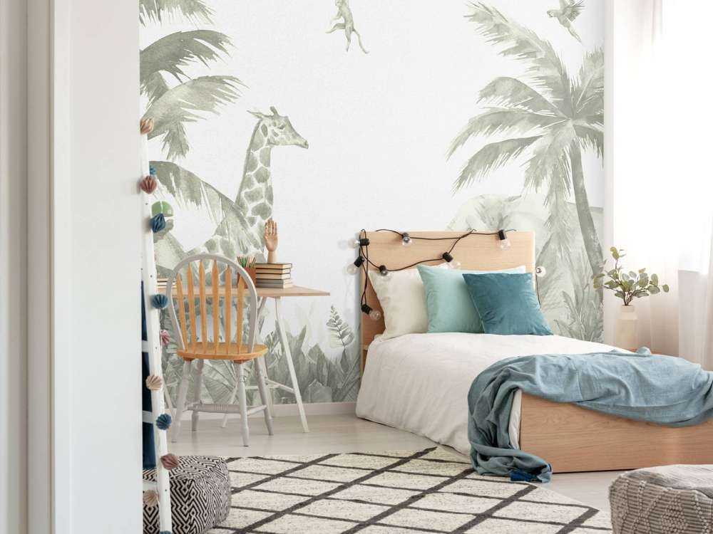 Vari animali della giungla in verde