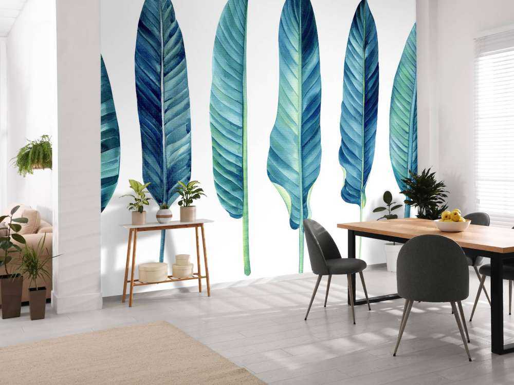 Foglie tropicali su sfondo bianco