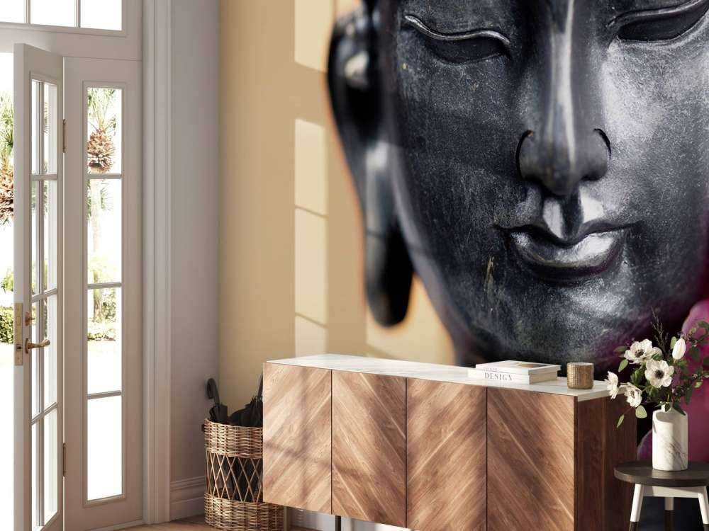 Buddha e orchidea rosa