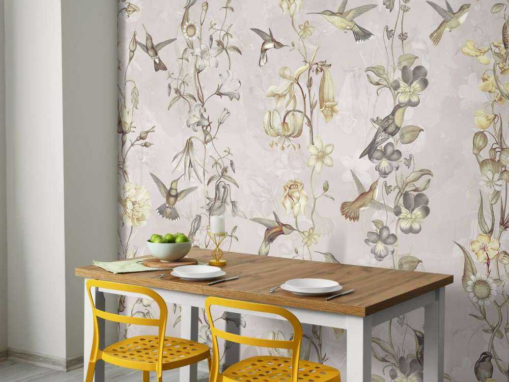 Fiori di prato e giardino crema