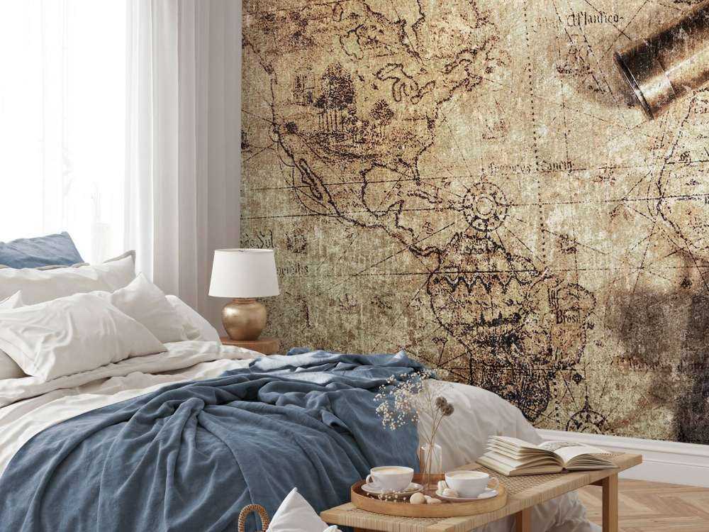 Mappa del mondo con bussola