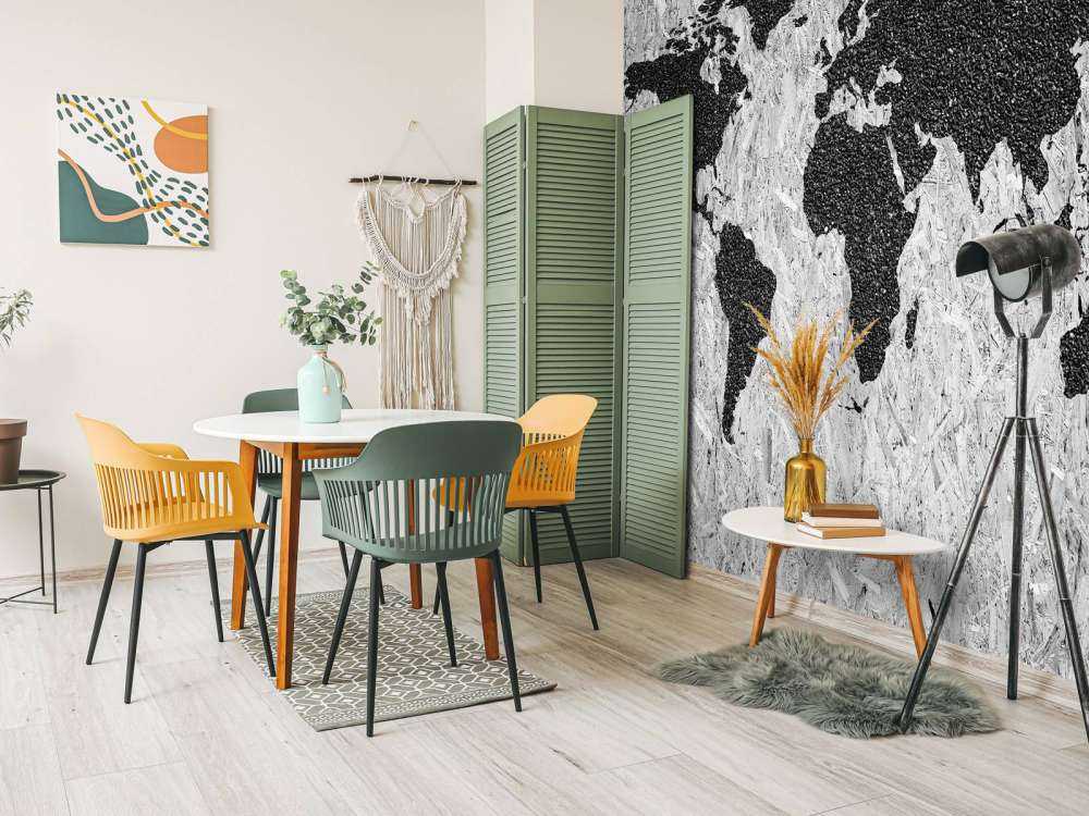 Mappa del mondo nera su sfondo bianco