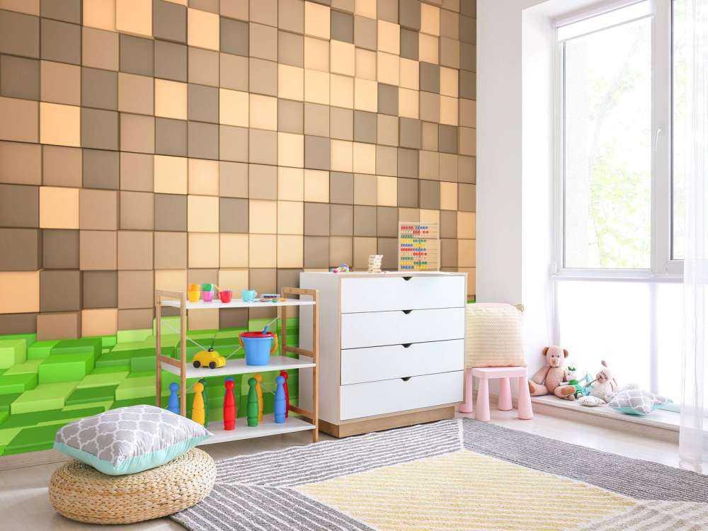 Paesaggio 3D di Minecraft con blocchi marroni