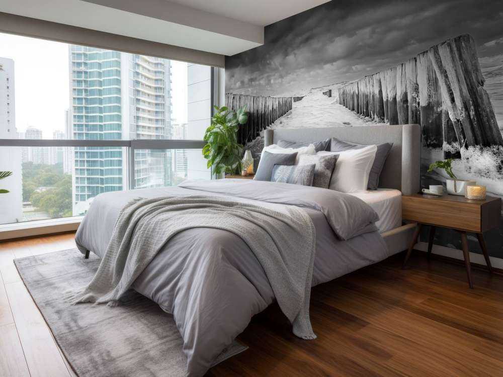 Mare agitato in bianco e nero