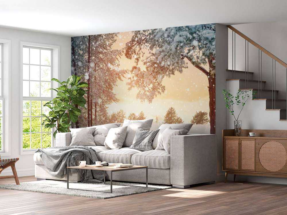 Alberi di pino con neve