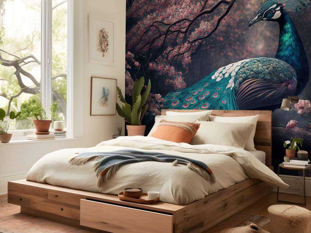 Pavone nello Splendore della Fioritura