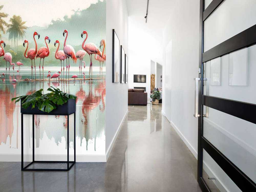 Riflessioni mattutine dei fenicotteri