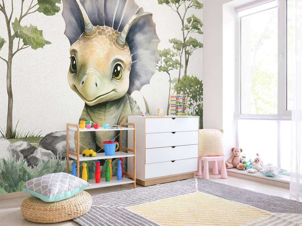 Baby triceratops nella giungla