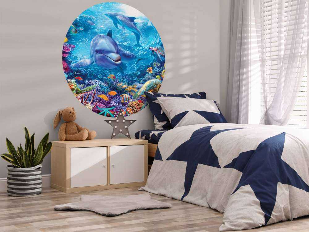 Underwater Dolphin and Turtle