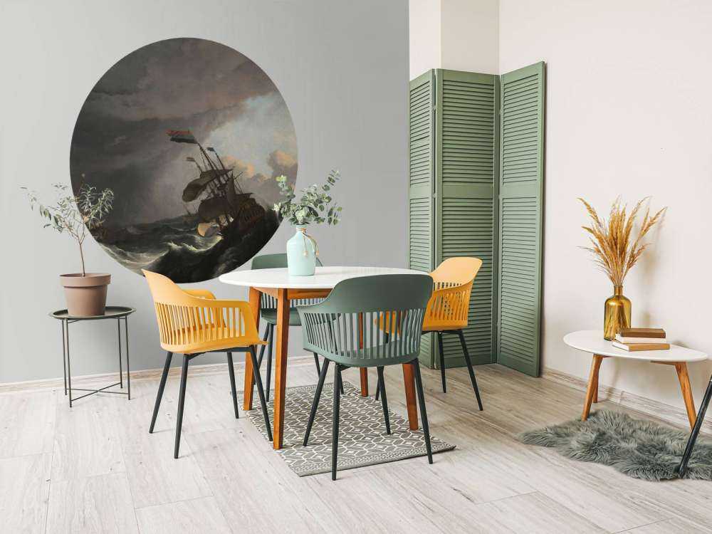 Navi da guerra durante una tempesta