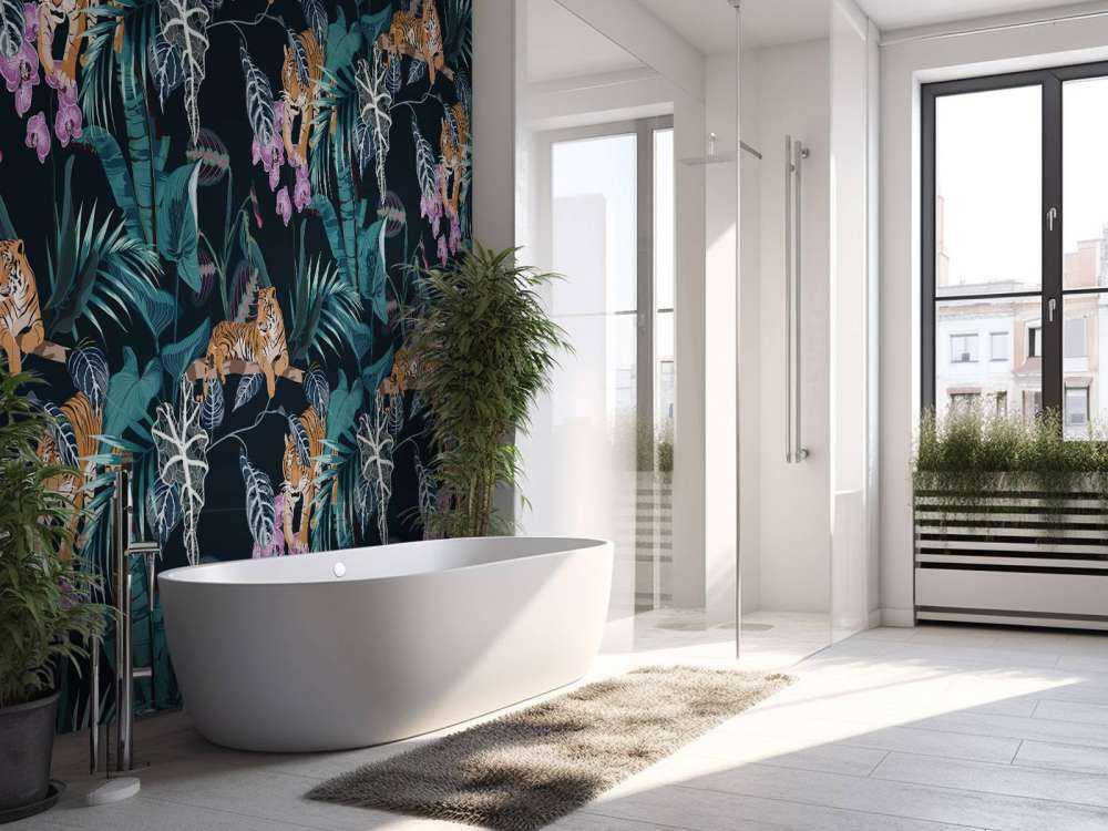 Tigri, foglie e fiori