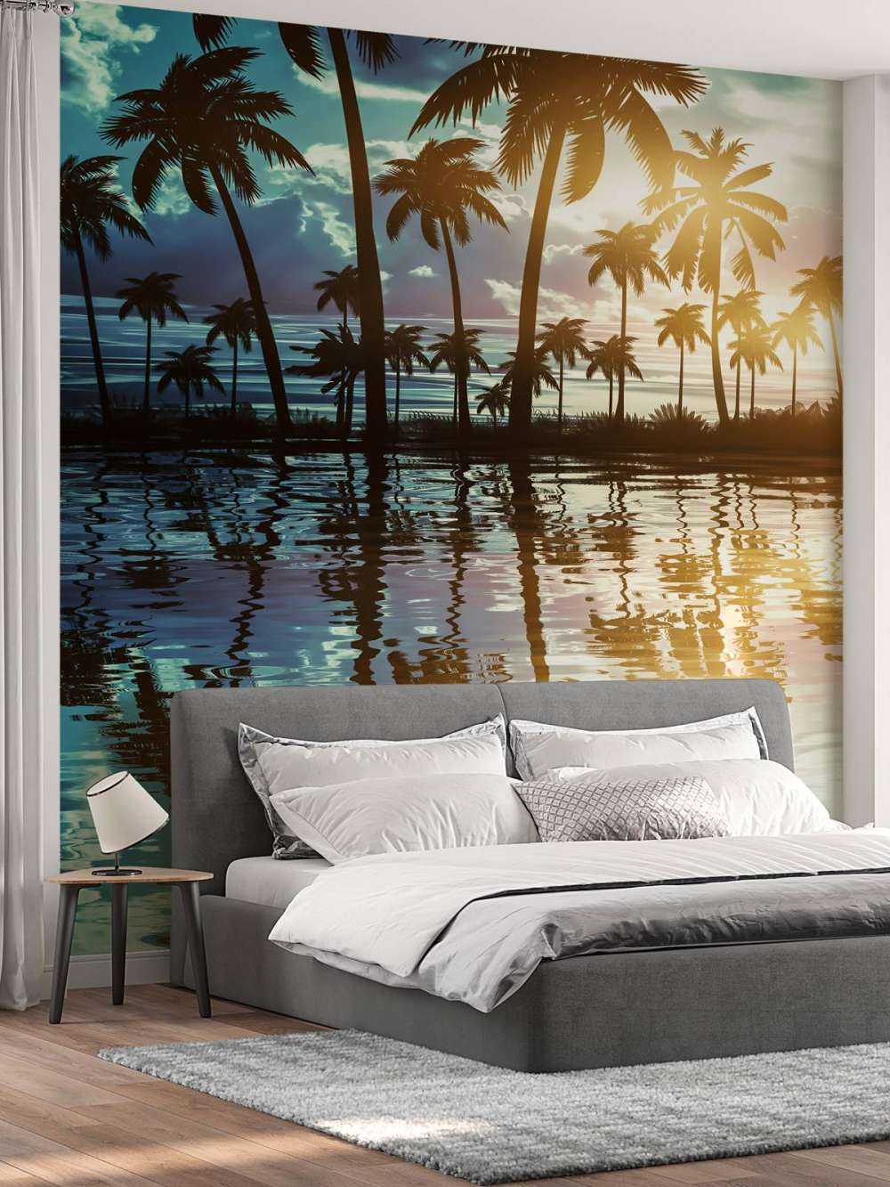 Paesaggio notturno con palme