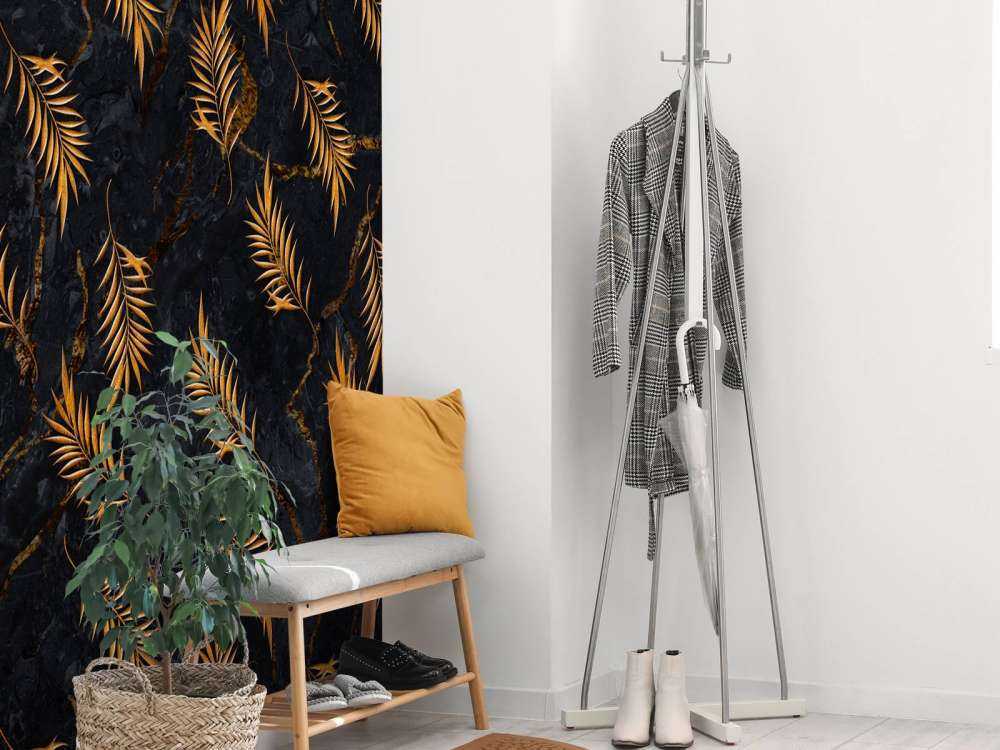 Foglie tropicali su marmo