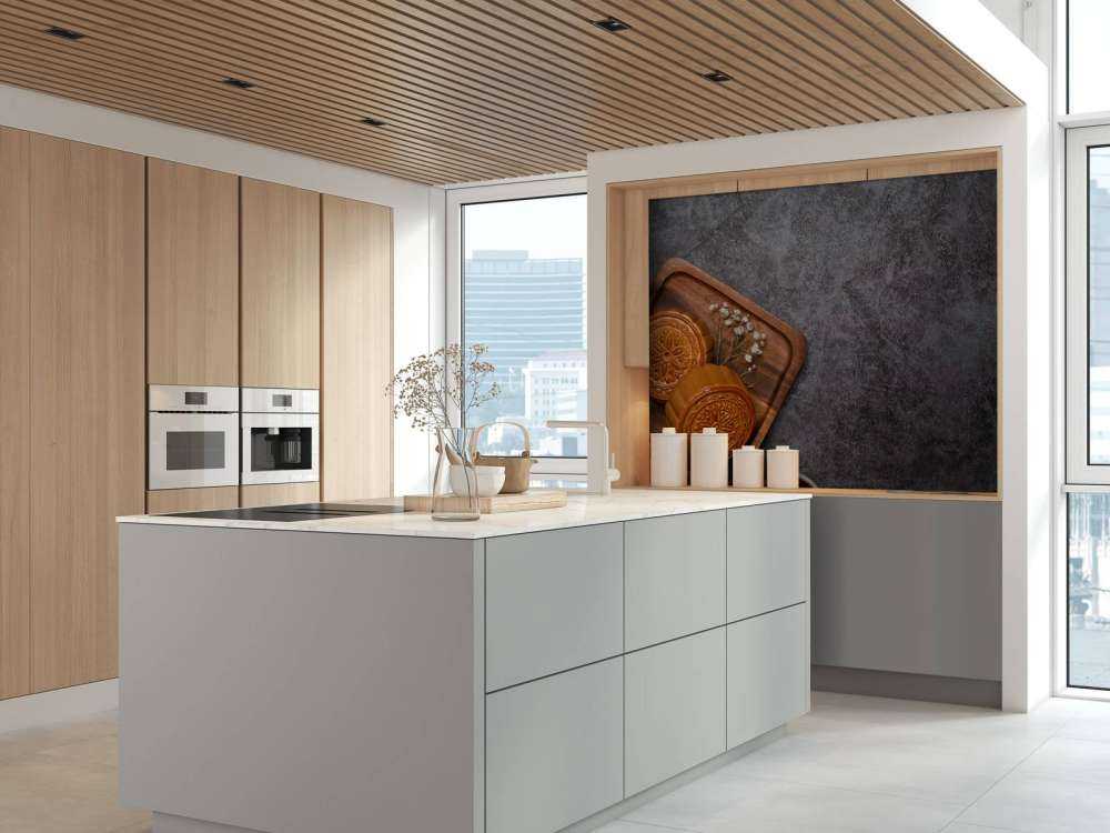 Torte di luna su un piano di lavoro nero