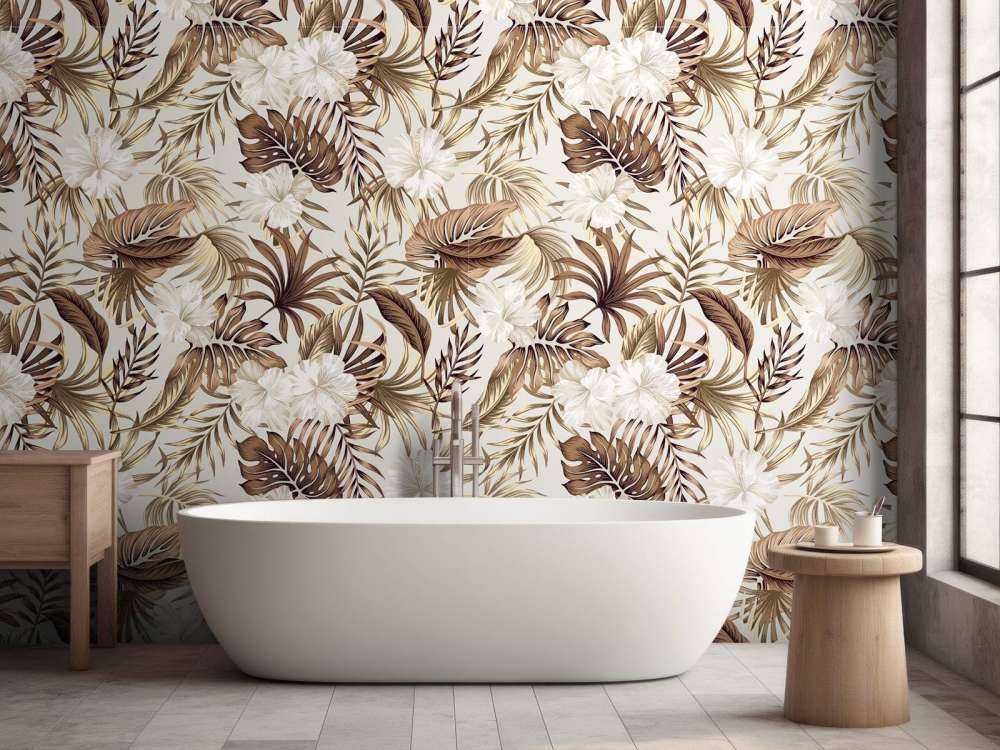 Fiori tropicali, beige