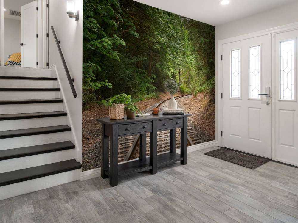 Linea ferroviaria attraverso la foresta