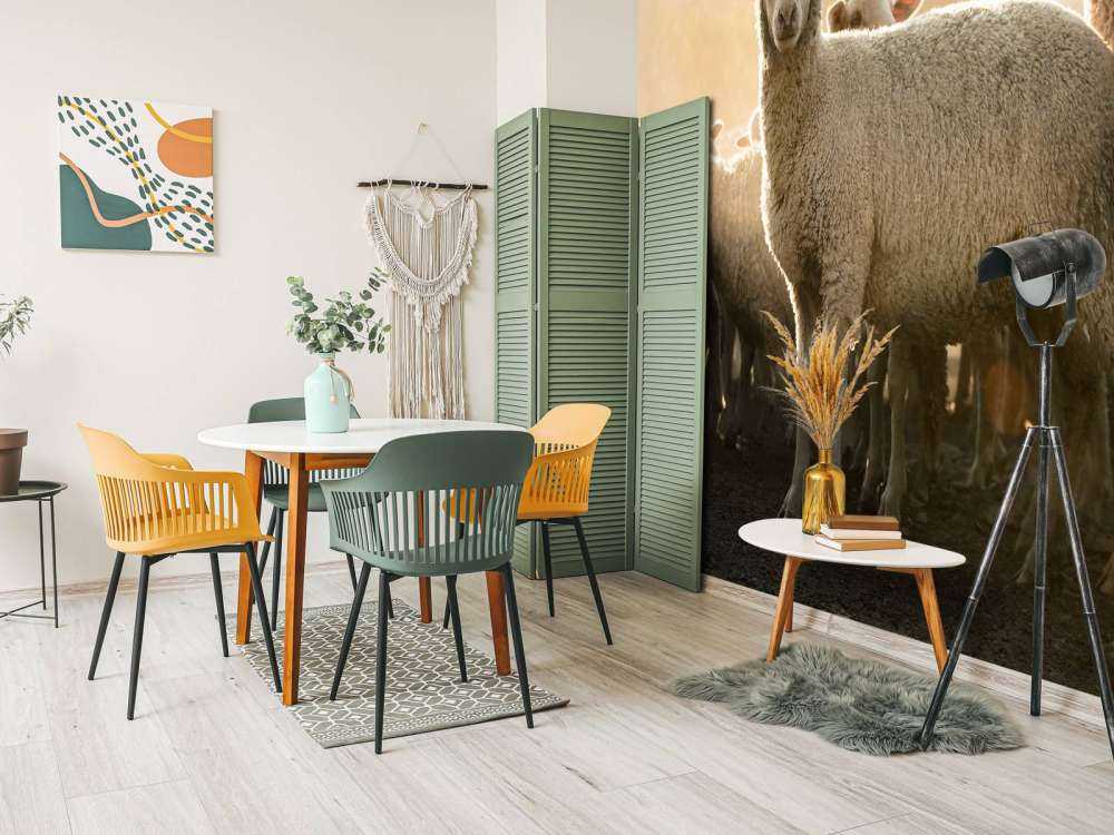 Gregge di pecore con l'ora d'oro