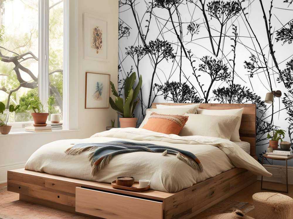 Silhouette of dried plants