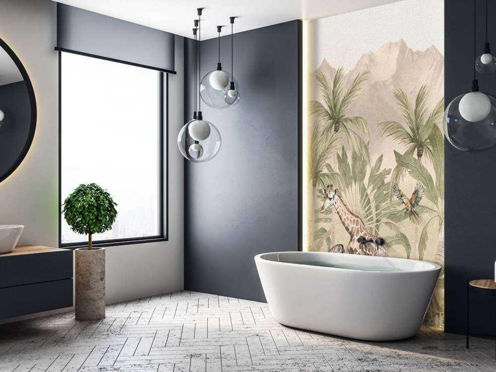 Paesaggio montano con animali