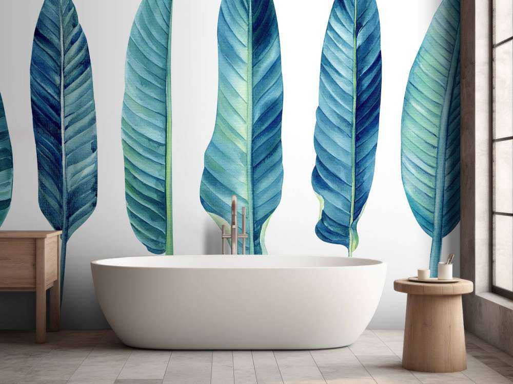 Foglie tropicali su sfondo bianco