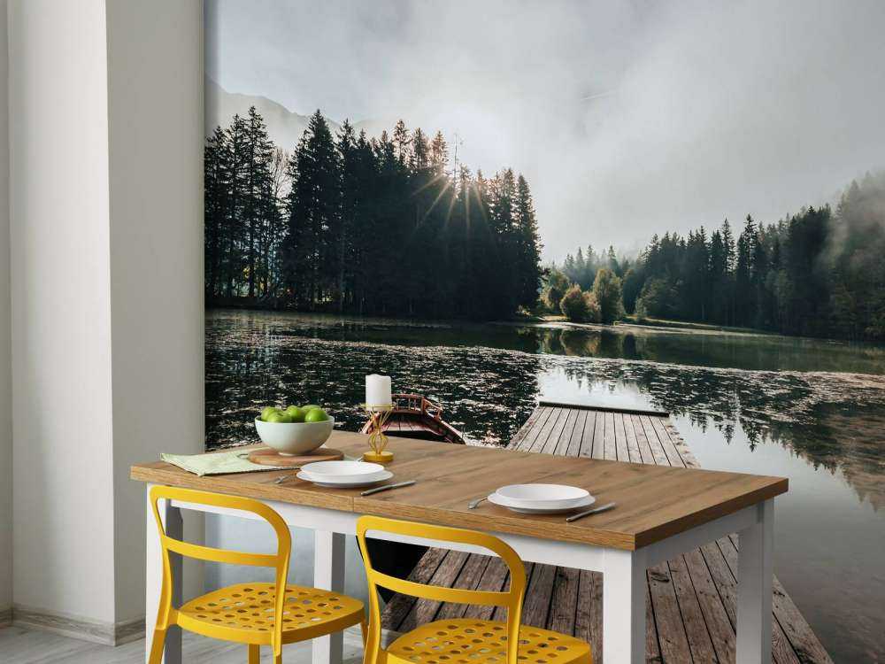 Foggy morning by the water