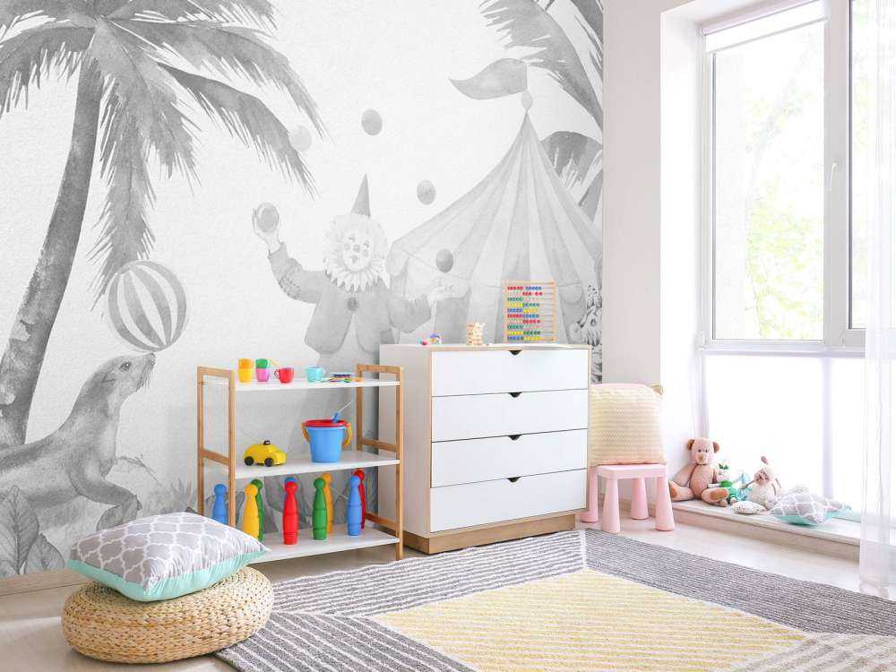 Animali da circo allegri e grigi