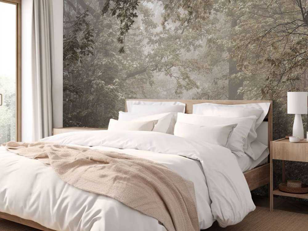 Sentiero attraverso la foresta nebbiosa