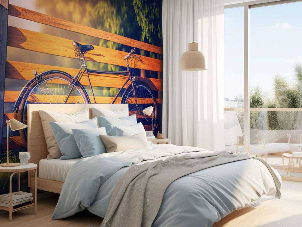 Bicicletta vicino a una staccionata di legno