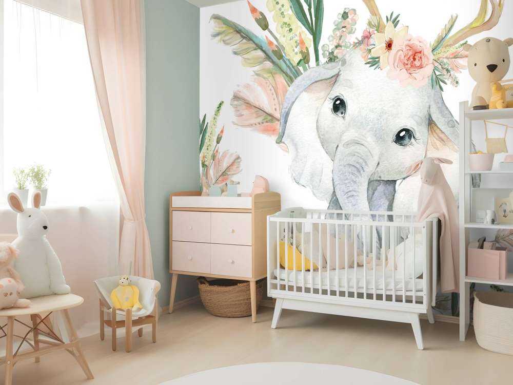 Baby elefante fiori rosa