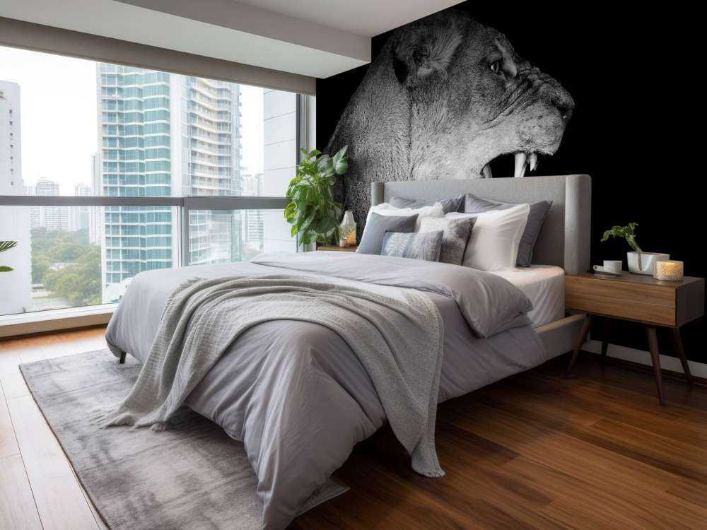 Vista laterale leonessa nera